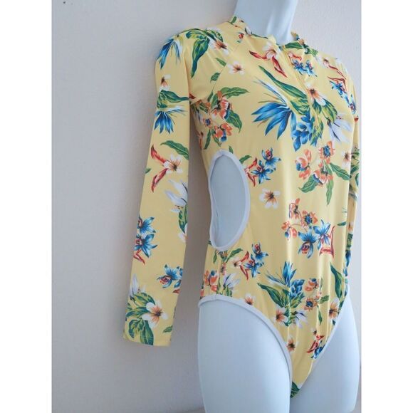 Ocean Pacific OPTR22209 Women's Sz L Tropicana Print Long Sleeve Swimsuit $100+ - Picture 3 of 10
